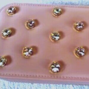 DanBar pink sparkle zip closure travel jewelry box NWT